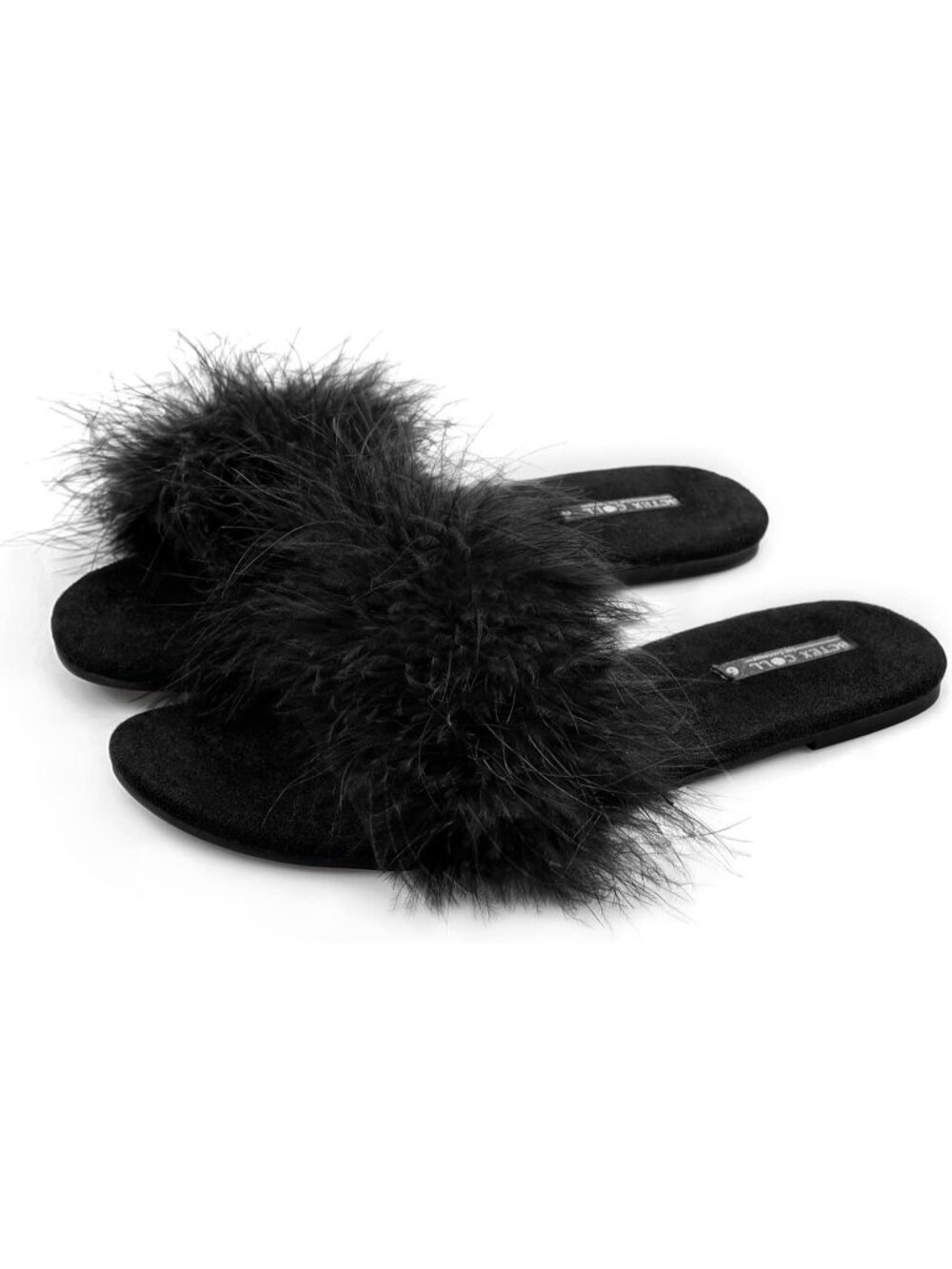 Women's Black Memory Foam Fuzzy Fluffy Open Toe Slip-On Indoor House Slippers